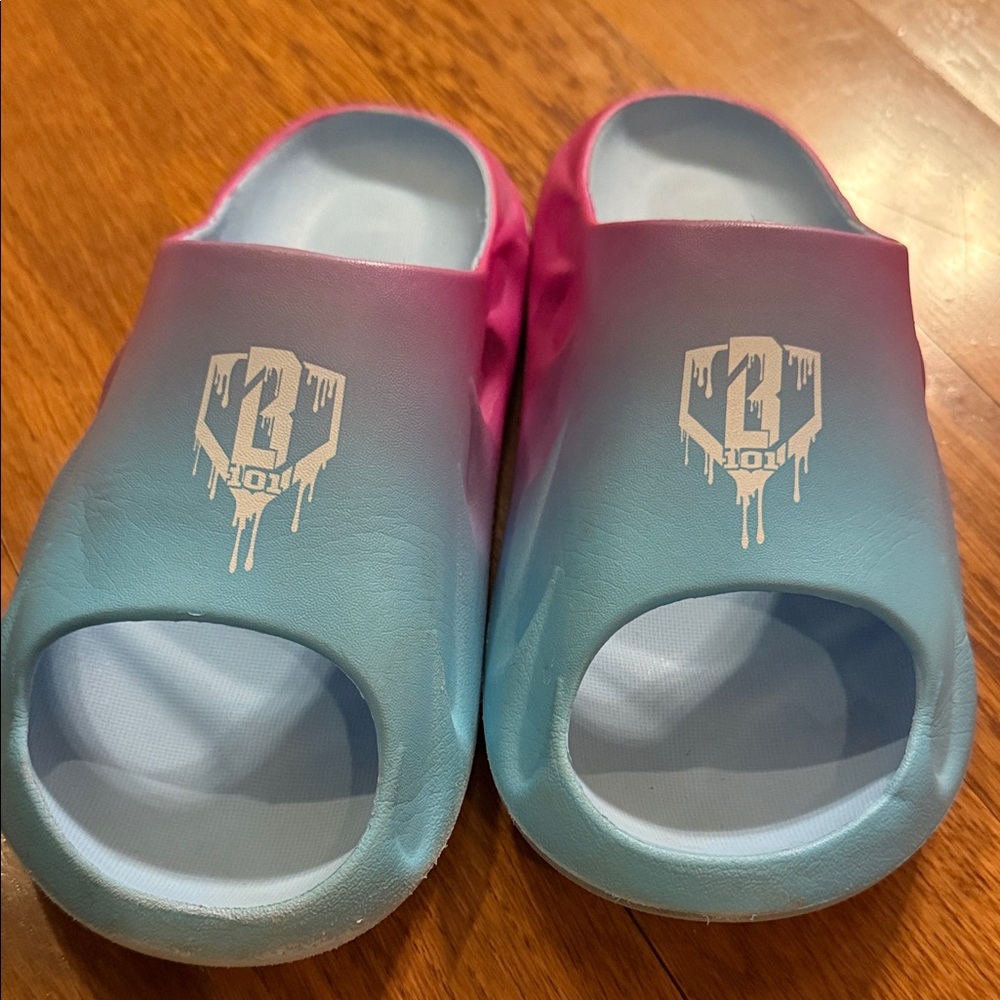 Kids Blue and Pink Slide Sandals